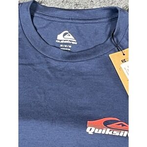 QuiksilverT-shirt Men's Size  Medium Blue Long Sleeve Spell Out Back‎ Hit